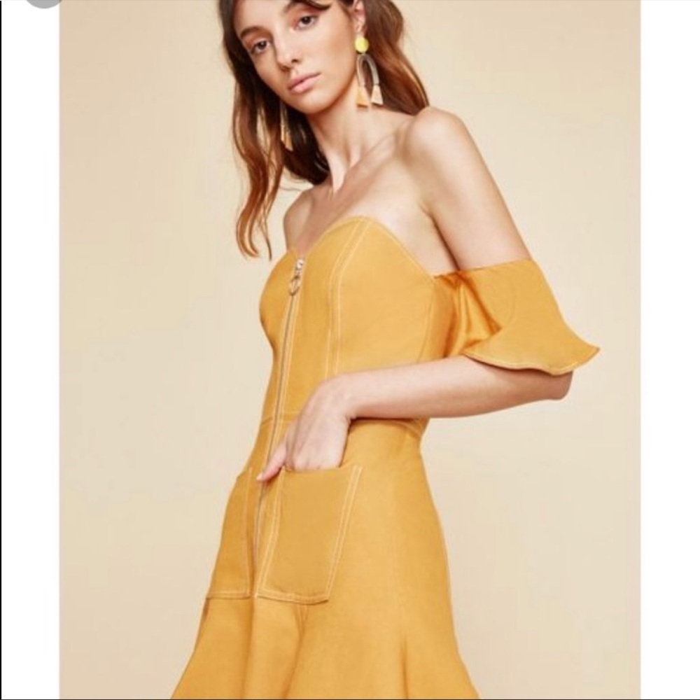 NEW C/MEO Collective Get Right Off Shoulder Ruffle Sweetheart Mini Dress - Picture 16 of 16